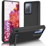 Galaxy S20 FE Battery Case, 5000mAh Portable Extended Charger Battery Pack, Kickstand & Dual Device Charging & Priority Charging Case for Samsung S20 FE (6.5") Black