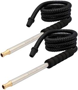 Rahvish Hookah Hose 2 Pack with Brass Hookah Tip EVA Handle Stainless Steel Pipe Body PU Pipe Smoke Hose (2)