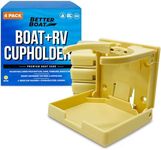 Boat Cup Holder Set of 4 Folding Boat Cup Holders for Drinks Wall Cup Holder for Boat & RV Cup Holder Motorhome Wall Mount Marine Grade Mountable Drink Holder Beige