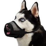 Mayerzon Dog Muzzle with Adjustable Velcro to Prevent Biting Barking and Chewing, Air Mesh Breathable Pet Muzzle for Small Medium Large Dogs (L: (Snout 8¾"-11"), Black)