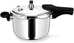 Stainless Steel Pressure Cooker, Peterboo 4 Quart Induction Compatible Thickened Pressure Cooker with Spring Valve Safeguard Devices, Compatible with Gas & Induction Cooker 2-3 Members Use