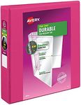 Avery Durable View 3 Ring Binder, 1-1/2 Inch Slant Rings, 1 Pink Binder (17833)