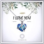 AOBOCO Sterling Silver I Love You Forever Heart Pendant Necklace with Gift Card, Mothers Day Wedding Anniversary Jewellery Gifts for Her Women Wife Mum Girlfriend