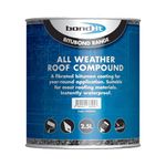 Bond-It All weather roofing compound - 2.5 litre - waterproof coating for common roofing surfaces including mastic asphalt, roofing felt, corrugated iron, fibre cement, slates, lead, copper, tin & zinc - resists extremes of temperature.