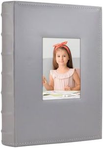 Vienrose Photo Album 4x6 300 Photos with Memo Area Leather Cover Large Capacity Slip-in Pictures Book for Wedding Baby Vacation, Grey