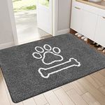 Pauwer Dirt Grabber Barrier Doormat, Low Profile Dog Mats for Muddy Paws Anti-Slip Rubber Backing Muddy Mat Super Absorbent Indoor Outdoor Rug for Pet Entry Front Back Door, 50 x 80 cm