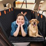 JOEJOY Back Seat Extender for Dogs - Dog Car Seat Cover for Dogs Waterproof & Foldable Car Seat Cover, Non-Slip Back Seat Cover with Hard Bottom for Cars, Trucks and SUVs, Suit for Travel Camping