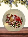 Gift Essentials Cardinal Pair Crackle Glass Orb, 6 Inch Lighted Glass Globe with Built-in LED Lights, Christmas Décor