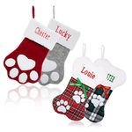 Personalized Christmas Stocking for Dogs Cats, Custom Embroidered Name Pet Paw or Large Bone Shape Christmas Stockings,Xmas Decorations Fireplace Hanging Stockings Family Holiday Dog Cat Gift（1 pcs）