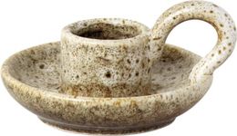 Retro/Traditional Style "Wee Willie Winkie" - Mottled Brown Ceramic Taper Candlestick Holder - 8 cm