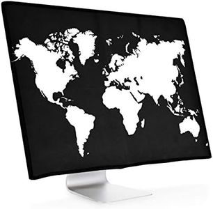 kwmobile Computer Monitor Cover Compatible with 27-28" Monitor - Travel Outline White/Black