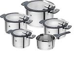 ZWILLING Simplify stainless steel pot set, 5 pieces, with integrated sieve in the lid, suitable for induction, silver-black