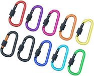 10PCS Screwgate Lock Keychain Clips Carabiner - 8 cm Aluminum Durable D-Shape Spring Loaded Clip for Home, Rv, Camping, Fishing, Hiking, Traveling and Sports Outdoors