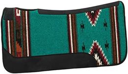 Weaver Equine 31" x 32" Contoured Single Weave Wool Blend Felt Horse Saddle Pad, Shock Absorbing Western Saddle Pad for Protection, Turquoise Pattern