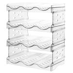 Wine Rack, Stackable Water Bottle Organiser, Plastic Bottle Holder, Cupboard Organiser, Water Bottle Storage for Cabinet/Freezer/Pantry - Each Rack Holds 3 Bottles- Kitchen Storage (4-Tier Wine Rack)