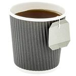 500-CT Disposable Gray 4-OZ Hot Beverage Cups with Ripple Wall Design: No Need for Sleeves – Perfect for Cafes – Eco-Friendly Recyclable Paper – Insulated – Wholesale Takeout Coffee Cup