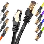 Duronic BK 15m / 49.21 feet Network Cable CAT6a Ethernet LAN Patch Cat 6 A RJ45 Wire Gigabit FTP Gold Headed Shielded - High Speed 600MHz Premium Quality | Modem | Router | Black