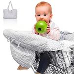 ASDIIT 2-in-1 Baby Shopping Trolley Cover and high Chair Cushion Universal Protective Cover for Shopping Trolley Seat Perfect Baby Reqistry Gift (Grey)