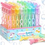 32 Piece Mini Unicorn Bubble Wand with Display Box, Pastel Unicorn Party Favors for Kid, Toddler Girl Birthday Parties Decoration, Goodie Bag Stuffers Supplies, Bubbles Gift Toy Bulk, Carnival Prizes