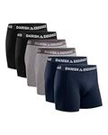 DANISH ENDURANCE 6 Pack Men's Cotton Boxer Shorts, Classic Fit Underwear, Trunks, Multicolour (2 x black, 2 x grey, 2 x navy), Medium