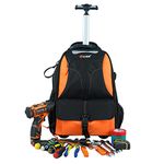 Wheeled Rolling Tool Bag with Multi-Use Pocket Electrician Construction Work Tool Backpack,Orange