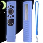 Oboe Silicone TV Remote Cover for 2022 Samsung Smart TV Remote QLED TV BN68-13897A TM2280E Remote Anti-Lost Case with Remote Loop (Glow in Dark Blue) [Remote NOT Included]