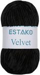 Estako Velvet Chenille Blanket amigurumi Yarn for Crocheting and Knitting Super Bulky 100 gr (132 yds) (1810 - Black)