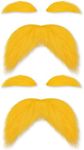 Shaxcoq 2 Pack Yellow Mustache and Eyebrows – Funny Halloween Costume Accessories for Friends, Family, Self-Adhesive Fake Mustache for Halloween Costumes, Cosplay & Book Day Dress-Up