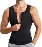 Eleady Men's Compression Shirt Undershirt Slimming Body Shaper Athletic Workout Shirts Tank Top Sport Vest with Zipper, Black, Large