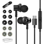 Type C in-Ear Headphones Magnetic USB C Earbuds for iPhone16 15 Pro iPad Samsung Galaxy S24 S23 Ultra S22 Google Pixel Sony Motorola, Noise Isolating USB C Earphones with Mic and Volume Control