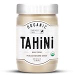 Organic Tahini 454g - Hulled Sesame Seeds - Ideal Tahini for Hummus - Smooth and Nutty Spread - 100% Pure and Natural - The Holly Tree