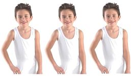 New Day Boys White Vest | 100% Cotton U-Neck Plain White Vest | Kids Baniyan | Pack of 3 (in, Age, 7 Years, 8 Years, Regular, White)