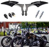 Chrome Motorcycle Blade Rear View Mirrors Compatible with Harley Cruiser Bobber Chopper (Chrome-Harley)