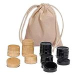 WE Games Checkers Pieces Only, Wooden Checker Board Game Pieces, 24 Brown and Natural Stackable Player Pieces with a Drawstring Storage Bag, 1.25 Inch Diameter Carved Versatile Game Pieces