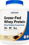 Nutricost Grass-Fed Whey Protein Concentrate (Vanilla) 5LBS - Undenatured, Non-GMO, Gluten Free, Natural Flavors