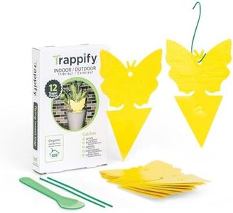 Trappify Sticky Gnat Traps for House Indoor - Yellow Fruit Fly Traps for Indoors/Outdoor Plant - Insect Catcher White Flies, Mosquitos, Fungus Gnat Trap, Flying Insects - Disposable Glue Trapper (12)