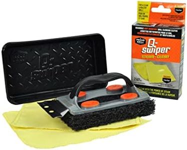 Q-Swiper Steam Clean BBQ Grill Cleaner Set - 1 Grill Brush with Scraper, 2 Heat Resistant Kevlar® Cloths, 1 Tray | Bristle Free | Safe Way to Steam away Grill Grease & Grime