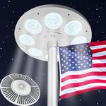 VINTLJUS Solar Flag Pole Lights Outdoor Dusk to Dawn, 136 LED IP67 Waterproof Flagpole Lights Solar Powered Up to 12 Hours, Top Mounted Flag Pole Solar Light, Round Cover, TYNQGD-138L-YX01