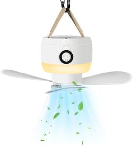 LAMA 10.4" Camping Ceiling Fan with LED Lantern, 8000mAh USB Rechargeable Small Hanging Fan Light, Remote Control, Detachable Fan Blades, 3 Speeds Adjustable RV Bedroom Coop Tent Camp Fan Lights