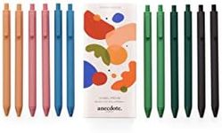 ANECDOTE. Gel Pens, Black Ink Gel Pens (12 pack), Retractable Pen Set, Cute Pens, Fine Point Gel Pens (0.5mm), Smooth Writing Pens with a Chic & Fun Design, Pens for Journaling, Made (Set of 12)