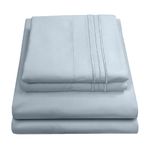 Sweet Home Collection 1800 Supreme Collection Bed Sheet Set Egyptian Quality Brushed Microfiber 4 Piece Deep Pocket, King, Misty Blue