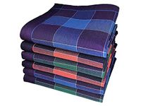 100% Cotton Pack of 6 Mens Premium Handkerchiefs 45cm x 45cm (Assorted Designer Checks)