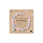 CASSIECA Birthday Gifts for 8 Year Old Girls, Pink Pearl & CZ Ball Bracelets Adjustable with Heart Charms for 8 Year Old Girl Gifts, Girls Gifts Age 8 for Daughter Niece (Gift Box Given)