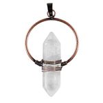 mookaitedecor Clear Quartz Crystal Necklace Double Terminated Crystal Points Pendant Necklace for Women Girl, Simple Reiki Healing Crystal Necklace Gift with Box