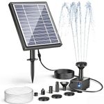 POPOSOAP Solar Water Pump For Bird Bath, 3W Outdoor Solar Water Fountain Kit with 4ft Tubing & 5 Nozzles, DIY Solar Powered Water Pump for Small Pond, Garden Water Feature, Create Your Garden Oasis