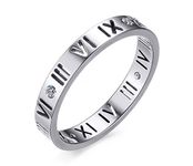 Women's Stainless Steel CZ Roman Numeral Ring for Wedding Band Engagement Promise,Size 8