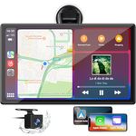 LAMTTO 9 Inch Wireless Car Stereo with Apple Carplay & Android Auto,Backup Camera,Portable Touch Screen Car Play GPS Navigation for Car,Car Audio Receivers with Mirror Link,Bluetooth,FM, Siri