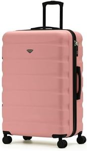 Flight Knight Luggage Sets TSA Lock Silent Double Spinner Wheels Durable Hardside Lightweight Suitcase With Carry-On Case Maximum Carry On Bag Size For Approved Airlines, Rose, Medium Checked (27")