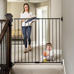 Regalo 2-in-1 Extra Tall Easy Swing Stairway and Hallway Walk Through Baby Gate, Black