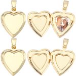 Beebeecraft 1 Box 6Pcs Heart Photo Frame Charms 18K Gold Plated Locket Pendants Love Wedding Photo Charms for DIY Memorial Necklace Making 21.5x17x4.5mm, Hole 5x4mm, 18K Gold Plated Brass, Cubic Zirconia